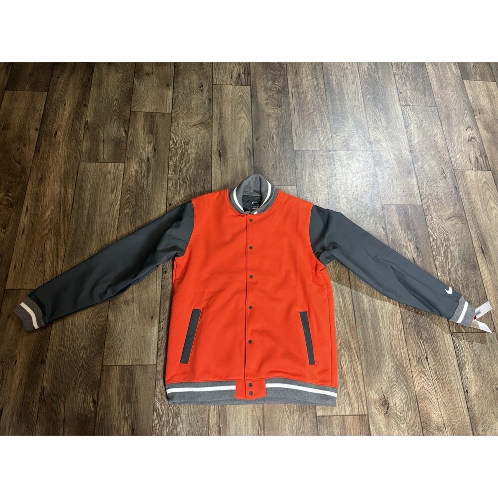 Nike Team Varsity Football Letterman’s Bomber Jacket Orange DJ5971-820 Mens XL